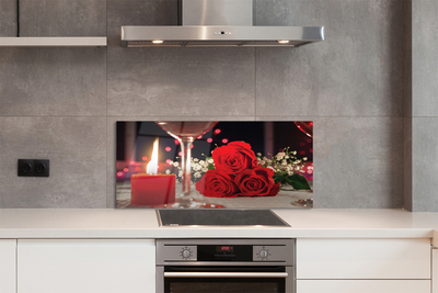 Painel de vidro Rosas, vela, vidro