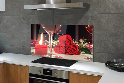 Painel de vidro Rosas, vela, vidro