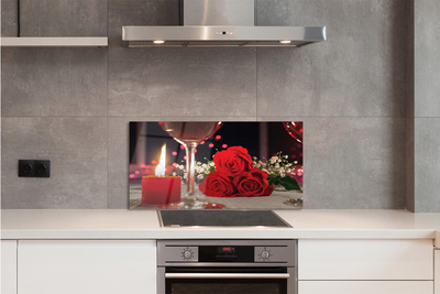 Painel de vidro Rosas, vela, vidro