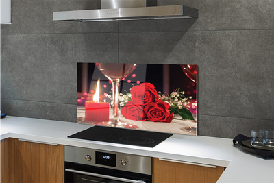 Painel de vidro Rosas, vela, vidro