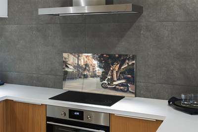 Painel de vidro Motocicletas palmeiras cidade verão