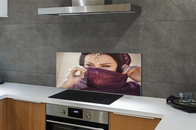 Painel de vidro Tecido roxo feminino