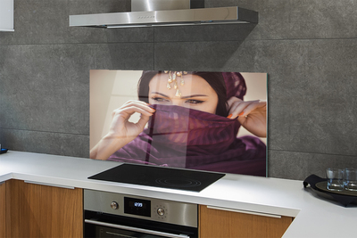 Painel de vidro Tecido roxo feminino