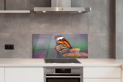 Painel de vidro Flor borboleta colorida