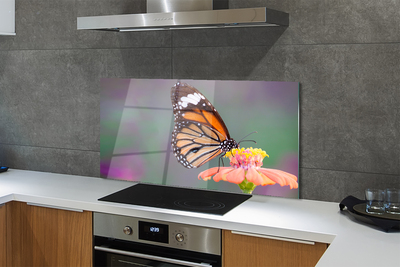 Painel de vidro Flor borboleta colorida