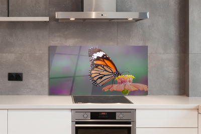 Painel de vidro Flor borboleta colorida