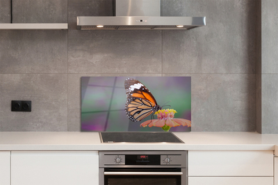 Painel de vidro Flor borboleta colorida