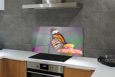 Painel de vidro Flor borboleta colorida