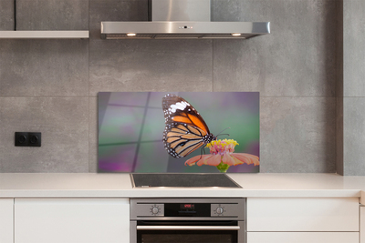 Painel de vidro Flor borboleta colorida