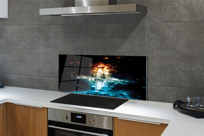 Painel de vidro Espada de fumaça colorida