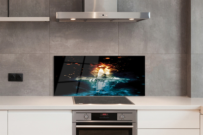 Painel de vidro Espada de fumaça colorida