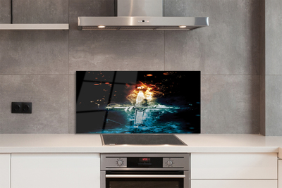 Painel de vidro Espada de fumaça colorida