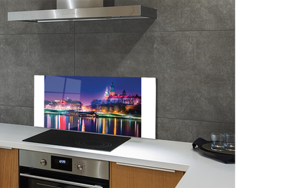 Painel de vidro Rio noturno da cidade de Cracóvia