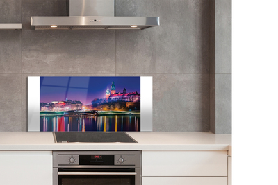 Painel de vidro Rio noturno da cidade de Cracóvia