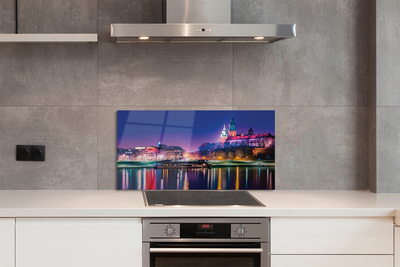 Painel de vidro Rio noturno da cidade de Cracóvia