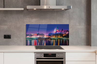 Painel de vidro Rio noturno da cidade de Cracóvia