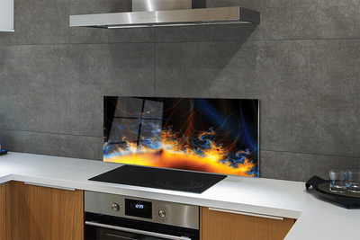 Painel de vidro Fractais amarelo-azulados