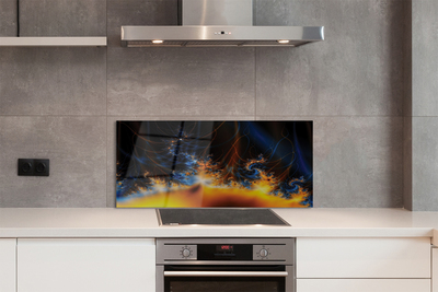 Painel de vidro Fractais amarelo-azulados