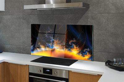 Painel de vidro Fractais amarelo-azulados