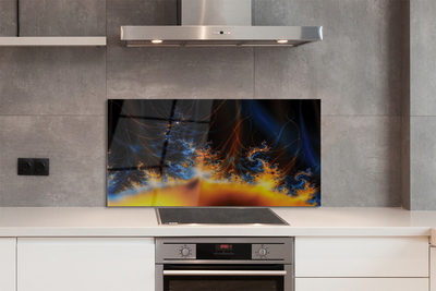 Painel de vidro Fractais amarelo-azulados