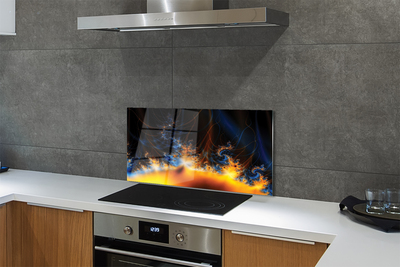 Painel de vidro Fractais amarelo-azulados