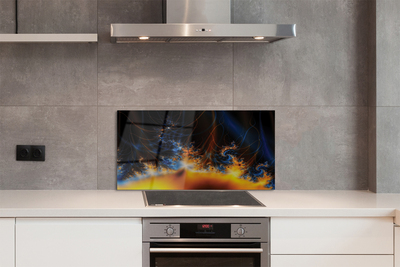 Painel de vidro Fractais amarelo-azulados