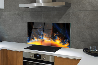 Painel de vidro Fractais amarelo-azulados