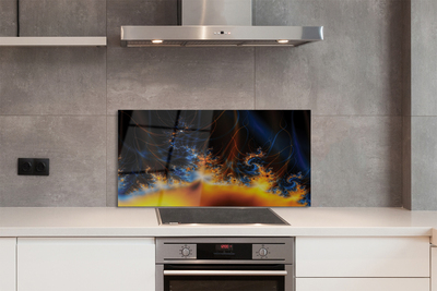 Painel de vidro Fractais amarelo-azulados