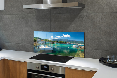 Painel de vidro Grécia Marina mar montanhas