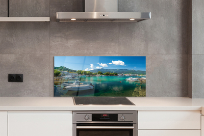 Painel de vidro Grécia Marina mar montanhas