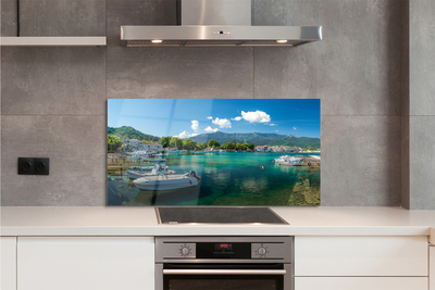 Painel de vidro Grécia Marina mar montanhas