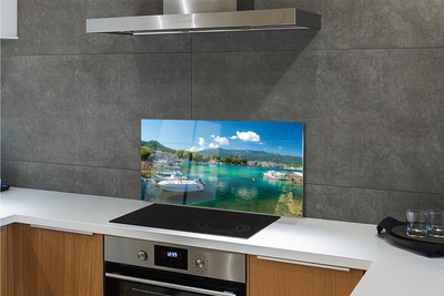 Painel de vidro Grécia Marina mar montanhas