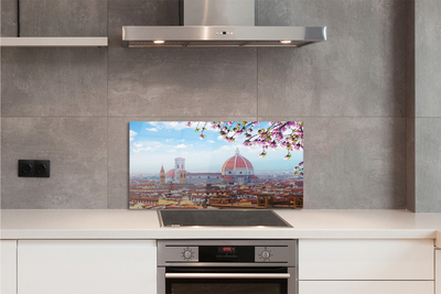 Painel de vidro Panorama da Catedral da Itália à noite