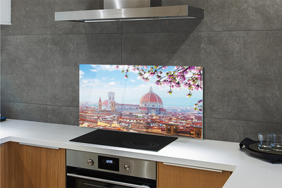 Painel de vidro Panorama da Catedral da Itália à noite