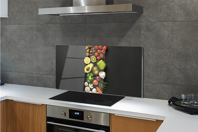 Painel de vidro Limão, abacate, cenoura