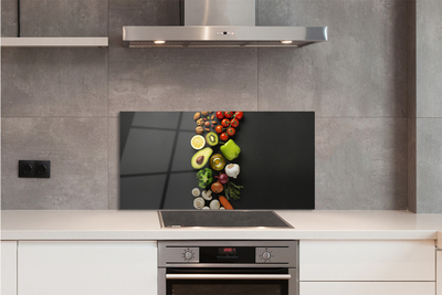 Painel de vidro Limão, abacate, cenoura