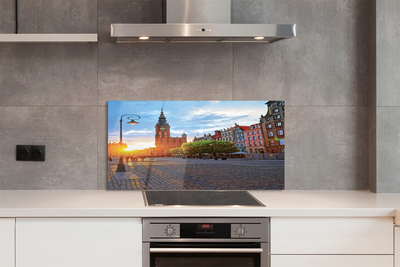 Painel de vidro Nascer do sol na Cidade Velha de Gdansk