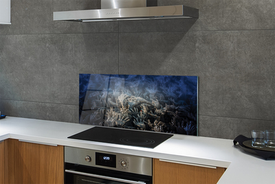 Painel de vidro Mãos luz azul