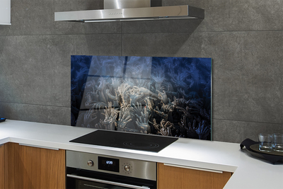 Painel de vidro Mãos luz azul