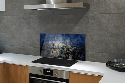 Painel de vidro Mãos luz azul