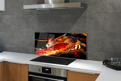 Painel de vidro Dragão cuspidor de fogo