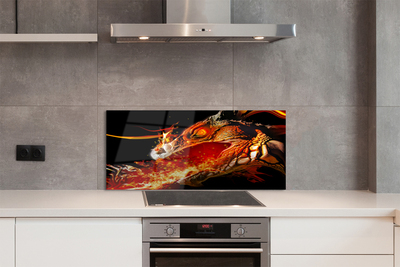 Painel de vidro Dragão cuspidor de fogo