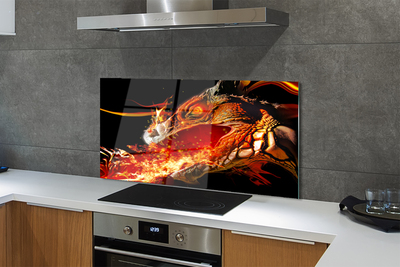 Painel de vidro Dragão cuspidor de fogo