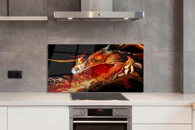 Painel de vidro Dragão cuspidor de fogo