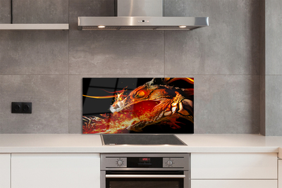 Painel de vidro Dragão cuspidor de fogo