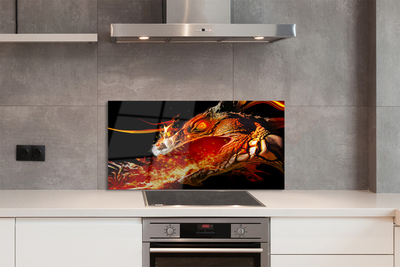 Painel de vidro Dragão cuspidor de fogo