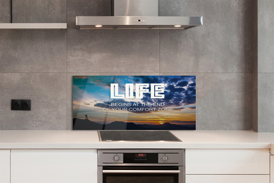 Painel de vidro Inscrição no céu do pôr do sol