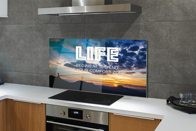 Painel de vidro Inscrição no céu do pôr do sol