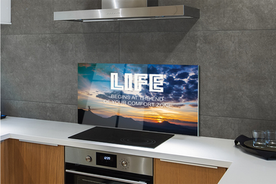 Painel de vidro Inscrição no céu do pôr do sol