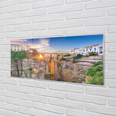 Painel de vidro Pôr do sol na Ponte da Espanha